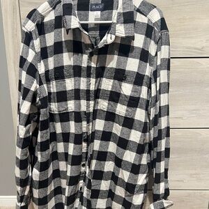 The Children’s Place Men's Black and White Plaid Casual Shirt